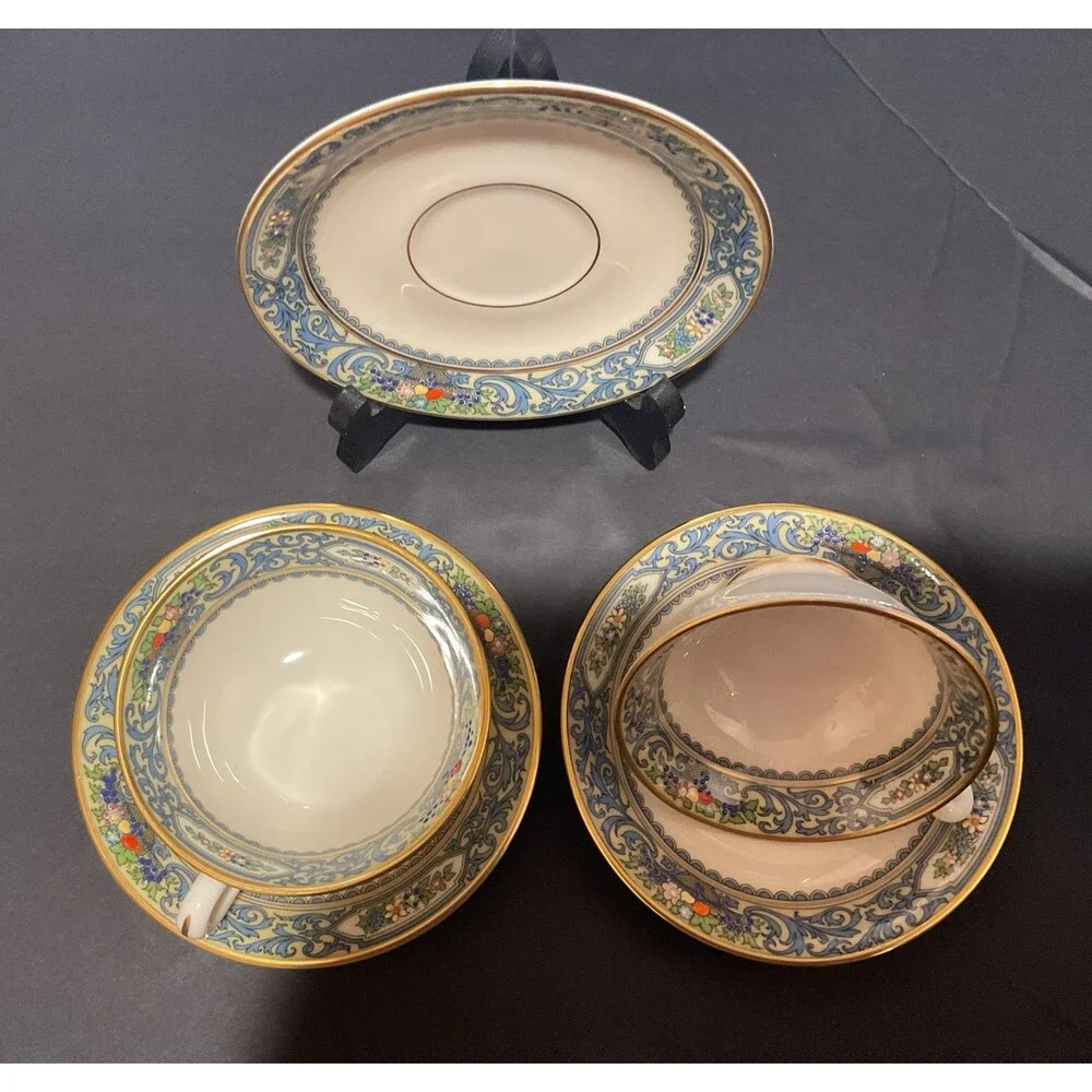 Vintage Lenox Cup and Saucer Autumn Pattern w/ Gold Rim Set Of 11 Cups/Saucers